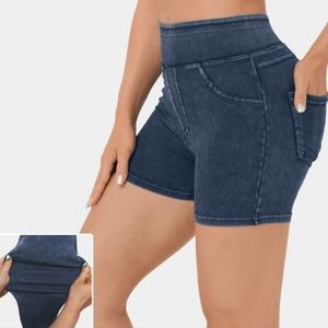 HALARA HalaraMagic High Waisted Stretchy Knit Denim Jegging Shorts 3"